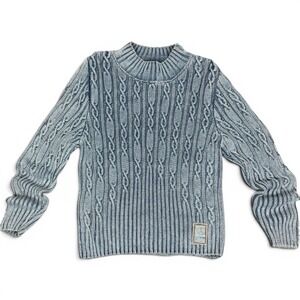 Blue Willis Cable Knit Sweater Size S Cotton Coastal Grandma Chunky Knit
